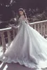 새로운 섹시한 인어 웨딩 드레스 풀 레이스 아플리케 구슬 환상 긴 슬리브 깎아 지른 오픈 백 오버 스커트 주름진 정식 신부 가운
