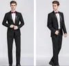 Svart Bröllop Casual Suit Män Brudgum Tuxedos Män passar One Knapp Bröllopskläder för Groomsman (Jacket + Pants + Vest)