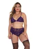 Vente chaude lingerie sexy dentelle push up ensemble de sous-vêtements demi-tasse soutien-gorge + culotte + jarretière pour les femmes