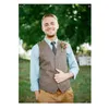 New Style Brown Wool Groom Vests Custom Made Formal Groom's Suit Vest Slim Fit Wedding Waistcoat For Men Groom Wear