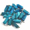 Wholesale Fashion Natural Blue Crazy Stone Pendants Charm Pillar Pendulum For Necklace Jewelry Making 24PCS no chain