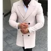 Yeni Moda Erkekler Kış Sıcak Karışımları Coat Lapel Out Giyim Palto Uzun Ceket Peacoat Erkek Uzun Katlar