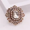 Broche victorienne en verre Ceystal et fausses perles, style Vintage, ton or Antique, 7544670