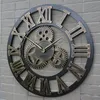 Retro Industrial Gear Wall Clock Decorative Hanging Clock Roman Numeral Wall Decor Quartz Clocks Home Decor