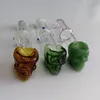 Colored single-wheel skull glass Smoking Pipes Glass Water Pipes Tobacco Pipe Hand Spoon Pipe For Smoking SW62