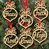 6 pz/lotto Natale lettera di legno Cuore Modello di Bolla Ornamento Albero di Natale Decorazioni Casa Festival Ornamenti Regalo Appeso