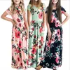 Meninas Vestidos Florais Bebê Listrado Maxi Dress Crianças Longa Princesa Vestido De Manga Curta Verão Verão Vestidos De Praia Kids Party Vestidos Casuais C6846