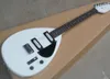 Chitarra elettrica semi vuota bianca di spedizione gratuita con ponte fisso, tastiera in palissandro, battipenna nero, personalizzabile