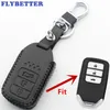 Flybetter Echt leer 3 Button Keyless Entry Smart Key Case Cover voor Honda XRV / Bean / Wisdom / X-Fit / City / Civic / Accord / CRV L398