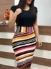 Summer Dress Printed Office Midi Pencil Dress Large Women Dress Bodycon Bandage Dress