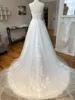 Design Brautkleider 2020, A-Linie, herzförmiger Ausschnitt, Spitze, Applikation, Tüll, Vestidos de Novia Stella, langer Zug