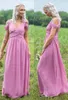Deep V Neck Coral Lavender Off Shoulder Chiffon Bridesmaid Dress Long Maid of Honor Dress Lake Blue Lilac Wedding Gästklänningar