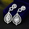 2021 Nya lysande modekristaller Brudörhängen Rhinestones Long Drop Earring For Women Bridal Jewelry Wedding Present till Bridesma3347643