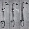 Black Rainfall Shower Set Single Handle Swivel Waterfall Spout Bath Shower Mixer Faucet Brass Hand Shower Height Adjustab