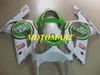 Injektionsformmissionskit för Kawasaki Ninja ZX 6R 600CC 03 04 ZX6R 636 2003 2004 Nya vita gröna Fairings set ZX51