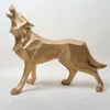 Żywica Streszczenie Totem Wolf Dog Rzeźba Figurka Craft Strona główna Dekoracja Geometria Żywica Wildlife Dog Figurki Craft