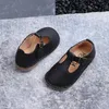 Dzieci 2018 Spring Baby Girl oryginalne skórzane mieszkanie T-Strap Flats Soft Comfort Dzieci Modna impreza but maluchowe marka różowego tańca płasko