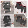 Meninos meninas vestuário de natal conjuntos de tracksuit preto pedindo vermelho hoodie + calças toddler ternos crianças bebê moletom roupas roupas 6 cor