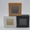 100 шт. Целая бумага подарочная коробка Boxblack Kraft Paper Packaging Coledmade Soap Loak с Windowwhite Craft Candy Boxes 4 размера 3305056