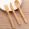 Bamboo Wooden Fruit Fork Disposable Spoon Knife Food Pick Travel Compostable Party Picnic Kitchen Christmas supplies Biodegradable6930658