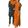African Clothes Women Ankara Print Long Dresses Mens Shirt and Pants Sets Lover Couples Clothes African Design Clothing WYQ146