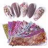 10er-Pack Leoparden-Foliennägel für Frauen, sexy Tier-Aufkleber-Set, DIY, holografisches Klebepapier, Nagelschieber, Maniküre, Nagellack, Wraps, CH1918162466