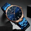 CWP 2021 CURREN Reloj Hombre Date Hommes Montres Mode Bande En Acier Inoxydable Étanche Montre À Quartz Pour Hommes Horloge Bleue