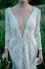 A Line White Lace long Sleeves Beach Bohemian Wedding Dress Gown Backless Boho Bridal Dresses