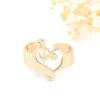 Shining Women Jewelry Gold Plated Silver Music Note Bow Ring for Wedding Opening Adjustable Ring7909426