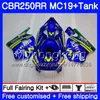 Spritzgusskörper + Tank für HONDA CBR 250RR 250R CBR250RR 88 89 261HM.6 CBR 250 RR MC19 CBR250 RR 1988 1989 Movistar Blue Hot Verkleidungsset