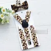 Baby Boys Elasitc Suspender Fashion Dzieci Leopard Suspender + Łuki Krawat 2 sztuk Zestawy Kids Y-Shape Regulowane Gładkie klamry Paski Y2585