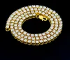 Hip Hop Gold Chain 1 Row Round Cut Tennis Necklace Chain 18inch --24inch Mens Punk Iced Out Rhinestone chain Necklace GB1488