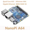 Freeshipping Nanopi Allwinner A64開発ボードクアドコアCortex-A53オンボードギガビットイーサネットカードWiFi AXP803スーパーラズベリーPI NP006