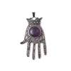 Alloy Fatima Hand Pendant Cool Blue Evil Eye Keychain Fashion Tote/Wallet/Necklace Earrings - Black/Ink Blue