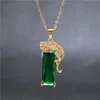 Vecalon Leopardo pingente de Ouro Amarelo Cheio Longo Princesa corte Cristal cz Partido Pingentes de Casamento com colar para As Mulheres de Jóias