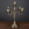 5 Arms Bronze Metal Candle Holders Antik bröllopsljusstake bougeoir för heminredning Ljushållare9745845