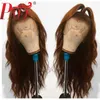 Paff Long Wig 360 Lace Frontal Wig Brown Color Lace Front Human Hair Wigs med Baby Hair Brazilian Remy för kvinnor