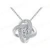 Luxury 925 Sterling Silver Crystal Heart Necklace For women Romantic CZ Four leaf clover pendant with Box chains Fashion Jewelry