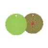 Tappetino sottopentola creativo con foglie tropicali, sottobicchiere da tavolo grande da 8 pollici, per piatti, tazze, presine in silicone, verde magenta