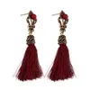 Wholesale-very cute lovely fashion luxury designer exaggerated diamond vintage metal long tassel stud earrings for women girls