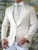 Nouveau populaire un bouton ivoire Paisley mariage hommes costumes châle revers deux pièces affaires marié Tuxedos (veste + pantalon + cravate) W1264