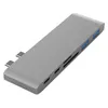 6 i 1 Dual USB-typ C Hub Adapter Dongle Support USB 3.0 Snabbladdning PD Thunderbolt 3 SD TF-kortläsare för MacBook