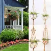 Décoration de jardin Vintage macramé plante cintre Pot de fleur support de jardin jambes suspendu corde panier fabriqué à la main tressé cintre Pot