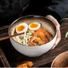 수제 일본 Donburi Bowl 대형 35oz 세라믹라면 국수를 제공하는 Udon 파스타 수프 샌드 블레이드 눈송이 얼룩 흰색 금속 검은 색을위한 식기