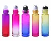 Botellas enrollables de vidrio de 10 ml Botellas enrollables de color degradado con bolas de acero inoxidable Botella roll-on perfecta para aceites esenciales Paquete de botellas