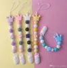 Newborn Silicone Teething Pacifier Clips Safe Crown Silicone Beads Flower Pacifier Chain Holder for Baby Chew Toy1592479