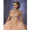 Sparkling Tulle Quinceanera Dresses 2019 odpinane paski i baskijski talii brzoskwinia słodka 16 sukienka z powrotem