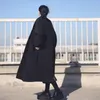 Novo inverno womens longos casacos moda sólido xadrez solto apto outerwear feminino europeu blackbreaker preto de alta qualidade