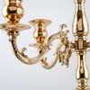 Dekorasyon Yeni Stylegold 5Arms Şamdan Şam Tutucular Metal Şamdan Gold Finish Candlesticks Candle Holder Düğün Etkinlik Dekoru