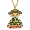 Fashion- Iced Out Cartoon Clown Pendant Necklace Mens Hip Hop Necklace Jewelry 76cm Gold Cuban Chain For Men